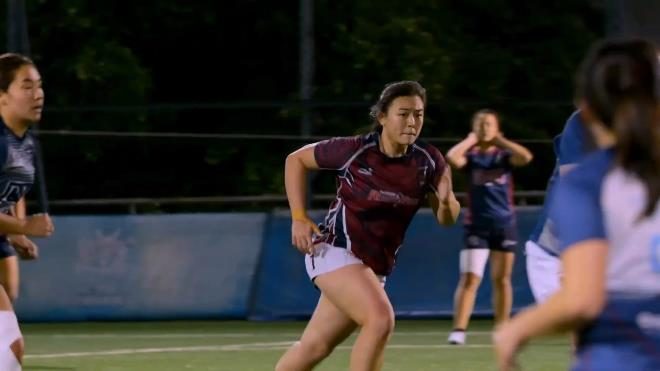 Mary having rugby training