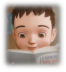 Leon reading an English book