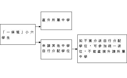 「一條龍」內的小學生報讀「龍」外的中學流程圖