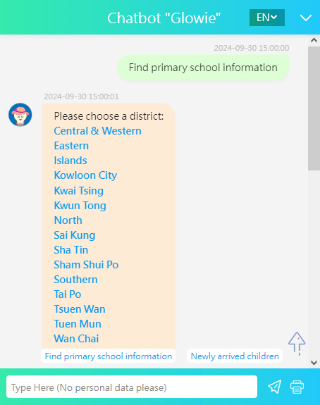 chatbot findschool landing